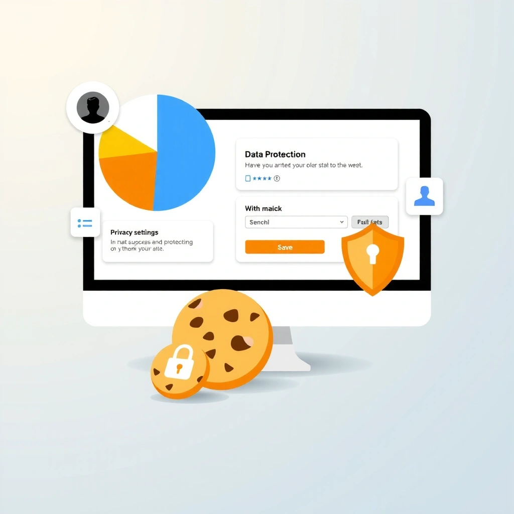 Cookie policy illustration showing digital privacy and data protection concepts